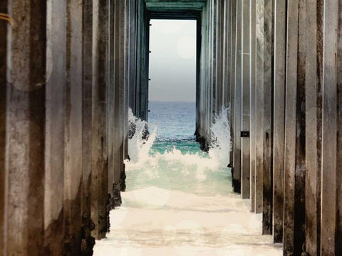 Boardwalk II White Modern Wood Framed Art Print with Double Matting by Coomes, Sylvia