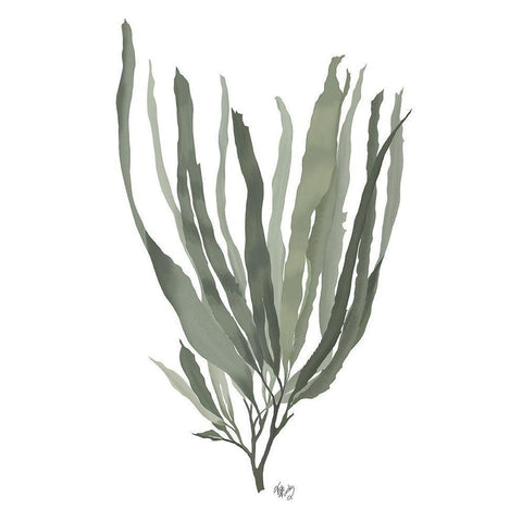Seaweed 2 Blue Large Black Modern Wood Framed Art Print by Fab Funky