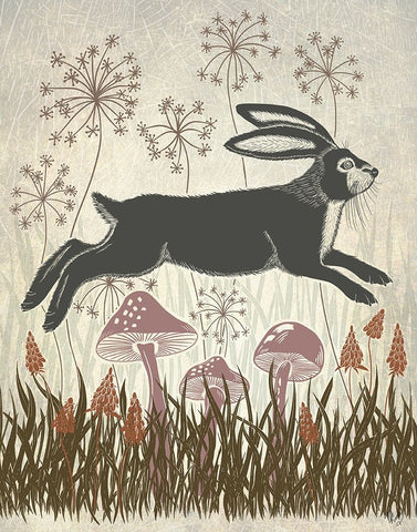 Country Lane Hare 4 - Earth White Modern Wood Framed Art Print with Double Matting by Fab Funky