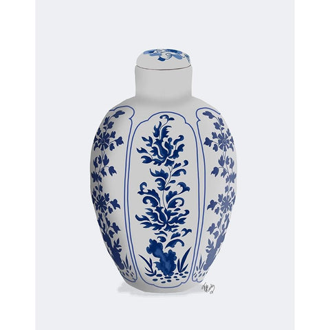 Chinoiserie Vase Vine Blue White Modern Wood Framed Art Print by Fab Funky