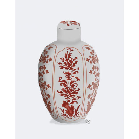 Chinoiserie Vase Vine Red White Modern Wood Framed Art Print by Fab Funky