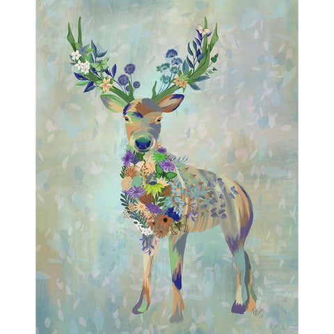 Fantastic Florals Deer-Full Gold Ornate Wood Framed Art Print with Double Matting by Fab Funky