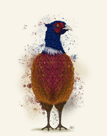 Pheasant Splash 3 White Modern Wood Framed Art Print with Double Matting by Fab Funky