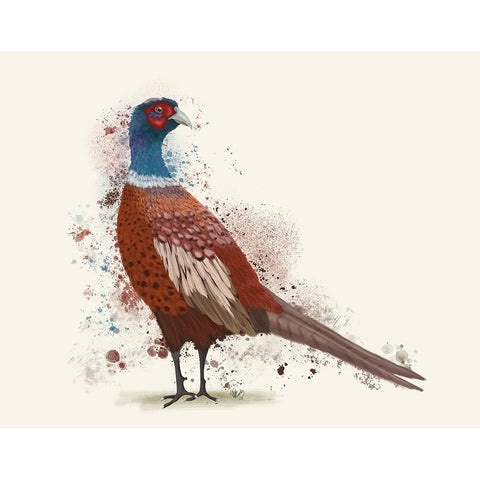 Pheasant Splash 5 Gold Ornate Wood Framed Art Print with Double Matting by Fab Funky