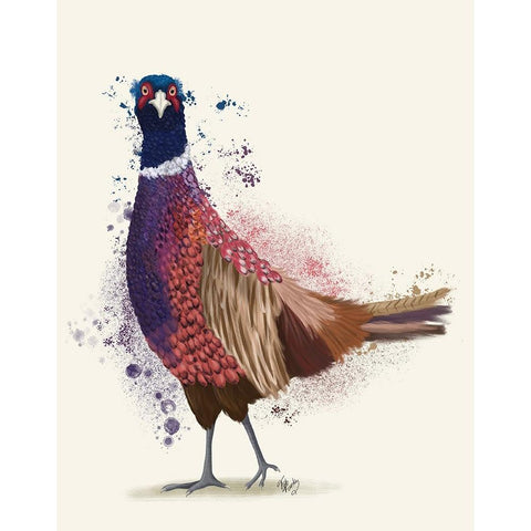 Pheasant Splash 6 Black Modern Wood Framed Art Print by Fab Funky