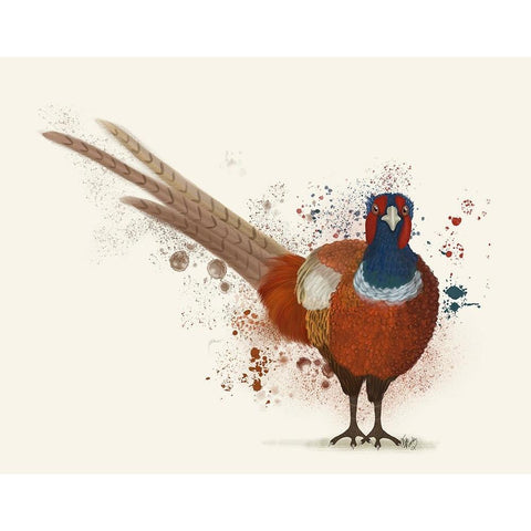 Pheasant Splash 7 Black Modern Wood Framed Art Print with Double Matting by Fab Funky