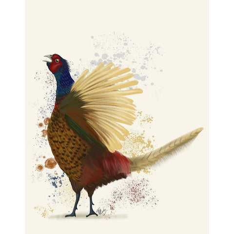 Pheasant Splash 8 Black Modern Wood Framed Art Print by Fab Funky