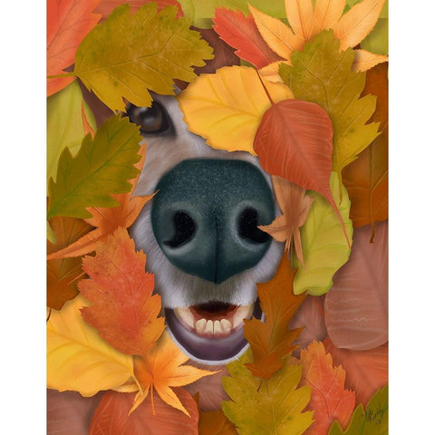 Sniffing Out Autumn Black Modern Wood Framed Art Print with Double Matting by Fab Funky