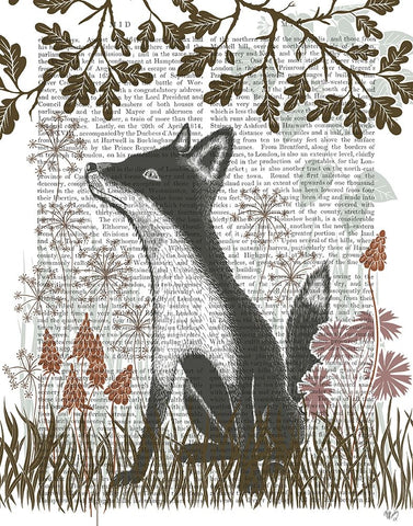 Country Lane Fox 1 - Earth White Modern Wood Framed Art Print with Double Matting by Fab Funky