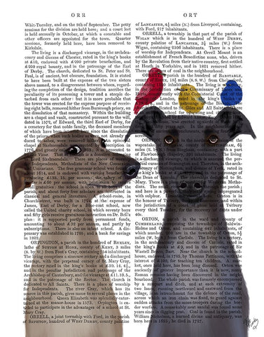 Greyhounds and Birds Book Print Black Modern Wood Framed Art Print by Fab Funky