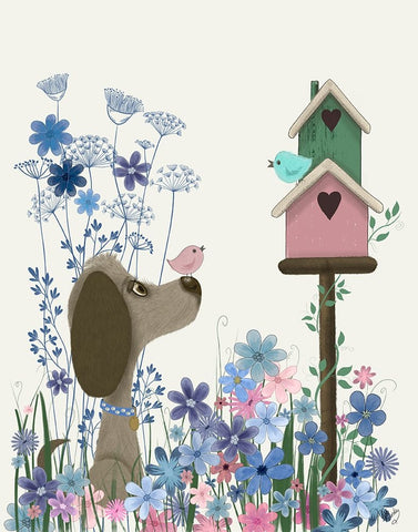 Bebe-Birdhouse White Modern Wood Framed Art Print with Double Matting by Fab Funky