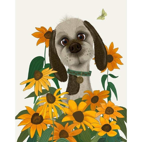 Bebe-Rudbeckia Garden White Modern Wood Framed Art Print by Fab Funky