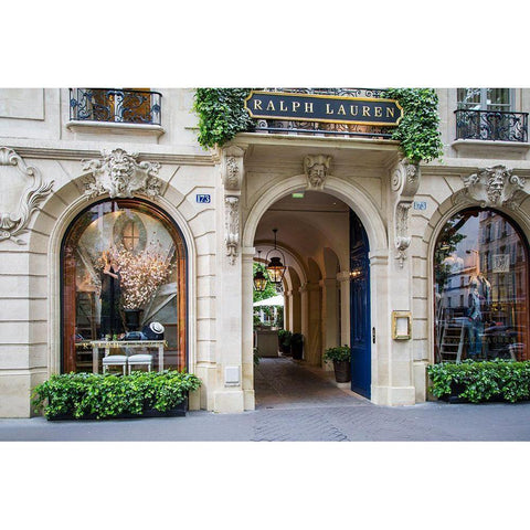 Entry to Ralph Lauren store and restaurant in Saint-Germain-des-Pres, Paris, France Black Modern Wood Framed Art Print by Delimont, Danita