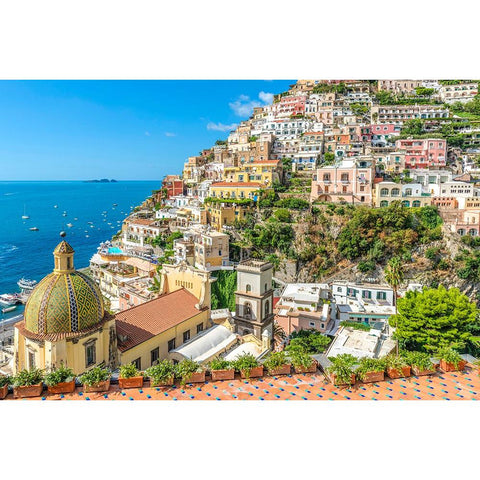 Positano, Amalfi Coast, Salerno, Campania, Italy Black Modern Wood Framed Art Print with Double Matting by Delimont, Danita