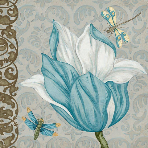 Garden Romance Collection K White Modern Wood Framed Art Print with Double Matting by Vess, June Erica