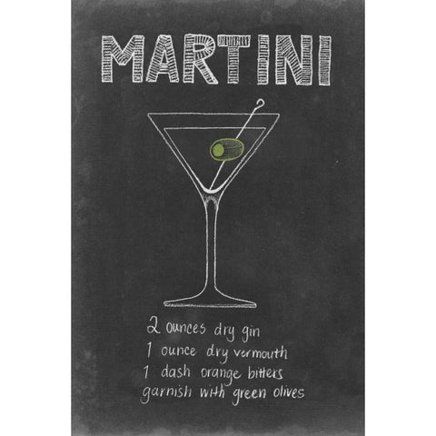 Chalkboard Cocktails Collection F White Modern Wood Framed Art Print by Popp, Grace