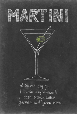 Chalkboard Cocktails Collection F Black Ornate Wood Framed Art Print with Double Matting by Popp, Grace