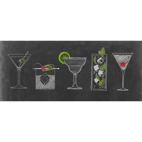 Chalkboard Cocktails Collection G Black Modern Wood Framed Art Print with Double Matting by Popp, Grace