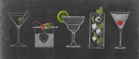 Chalkboard Cocktails Collection G White Modern Wood Framed Art Print with Double Matting by Popp, Grace