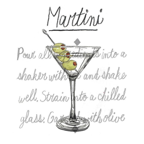 Classic Cocktails Collection E Black Modern Wood Framed Art Print with Double Matting by McCavitt, Naomi