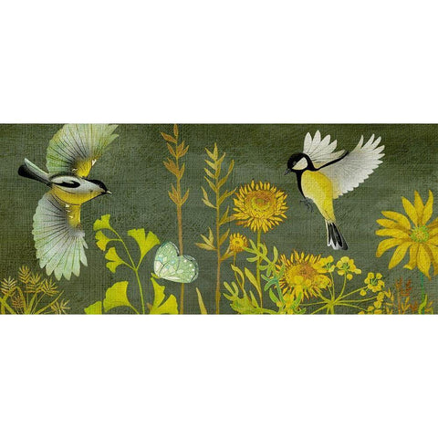 Birding Collection H Black Modern Wood Framed Art Print with Double Matting by Zarris, Chariklia