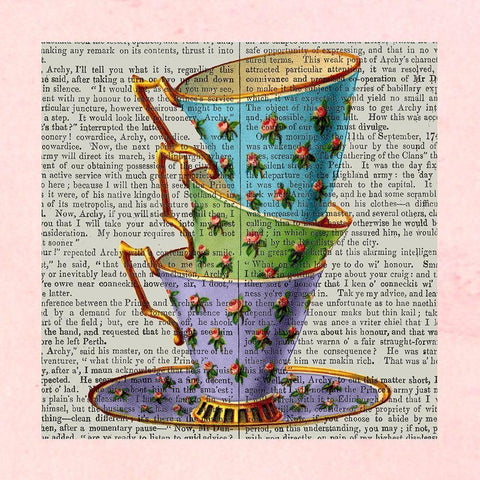 A Spot of Tea Collection D White Modern Wood Framed Art Print by Fab Funky