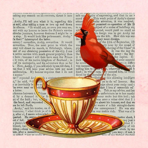 A Spot of Tea Collection F White Modern Wood Framed Art Print by Fab Funky