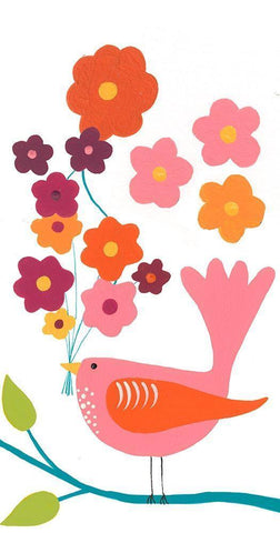 Cute Birds Collection B White Modern Wood Framed Art Print with Double Matting by Moore, Regina