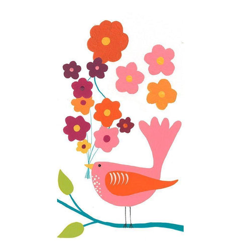 Cute Birds Collection B Black Modern Wood Framed Art Print with Double Matting by Moore, Regina