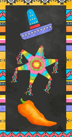 PiÃ±ata Party Collection B Black Ornate Wood Framed Art Print with Double Matting by Reynolds, Jade