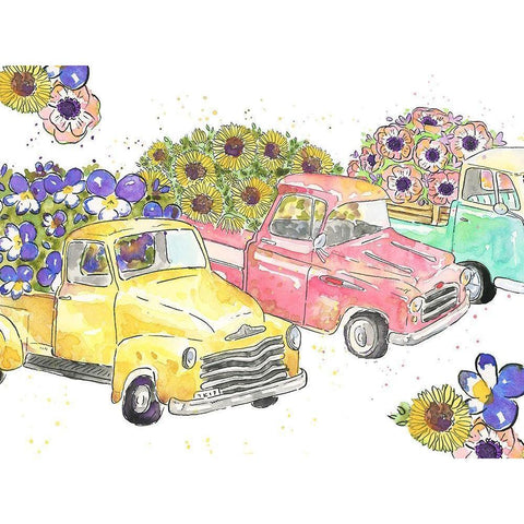 Flower Truck Collection A Gold Ornate Wood Framed Art Print with Double Matting by McGuire, Catherine