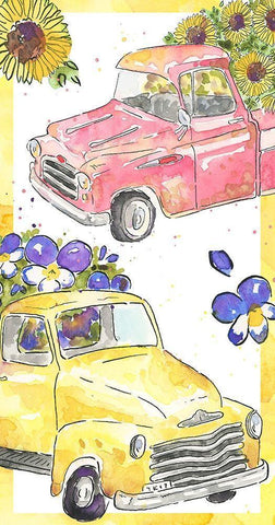 Flower Truck Collection B Black Ornate Wood Framed Art Print with Double Matting by McGuire, Catherine