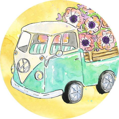 Flower Truck Collection C Black Ornate Wood Framed Art Print with Double Matting by McGuire, Catherine