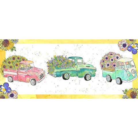 Flower Truck Collection D Black Modern Wood Framed Art Print with Double Matting by McGuire, Catherine