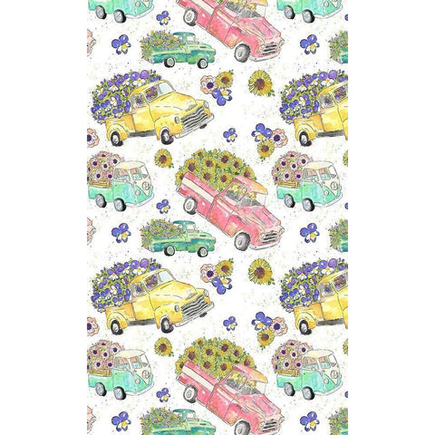 Flower Truck Collection E Black Modern Wood Framed Art Print by McGuire, Catherine