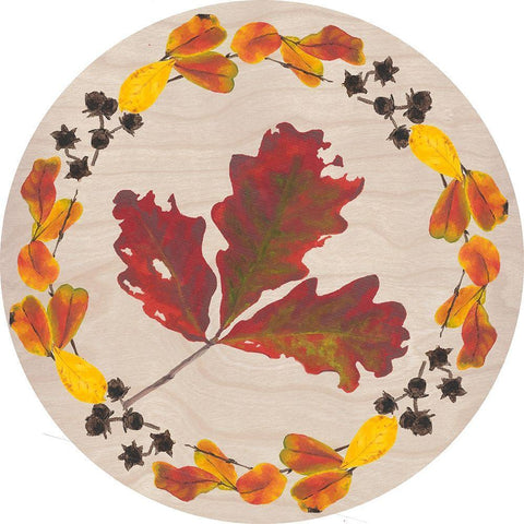 Autumn Leaves Collection C Black Modern Wood Framed Art Print with Double Matting by Miller, Dianne