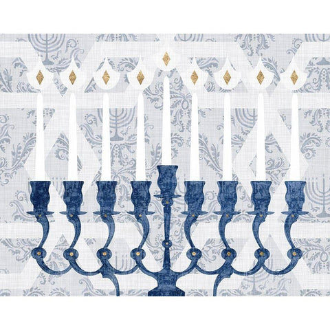 Sophisticated Hanukkah Collection A Gold Ornate Wood Framed Art Print with Double Matting by Borges, Victoria