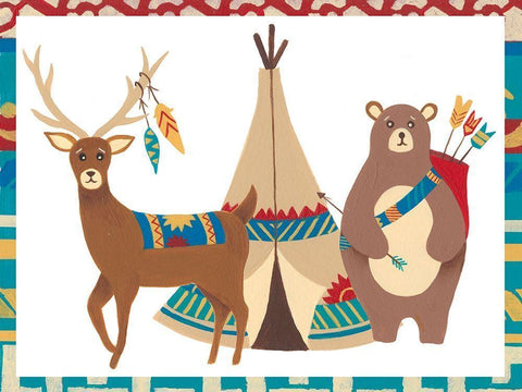 Woodland Warriors Collection A White Modern Wood Framed Art Print with Double Matting by Moore, Regina