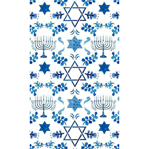 Indigo Hanukkah Collection E White Modern Wood Framed Art Print by Borges, Victoria