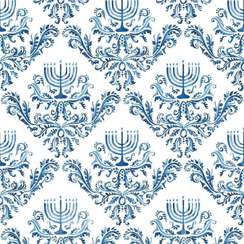 Indigo Hanukkah Collection F White Modern Wood Framed Art Print by Borges, Victoria