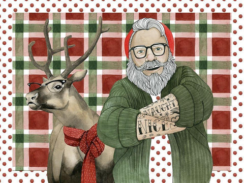 Hipster Santa Collection A White Modern Wood Framed Art Print with Double Matting by Popp, Grace