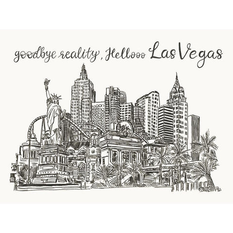 Viva Vegas Collection A Gold Ornate Wood Framed Art Print with Double Matting by Wang, Melissa