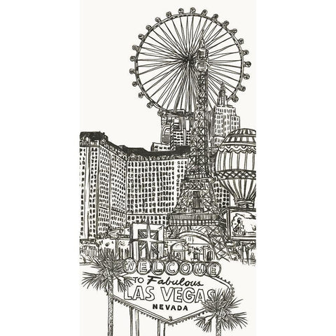 Viva Vegas Collection B White Modern Wood Framed Art Print by Wang, Melissa