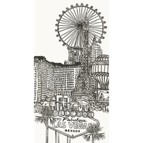 Viva Vegas Collection B Gold Ornate Wood Framed Art Print with Double Matting by Wang, Melissa