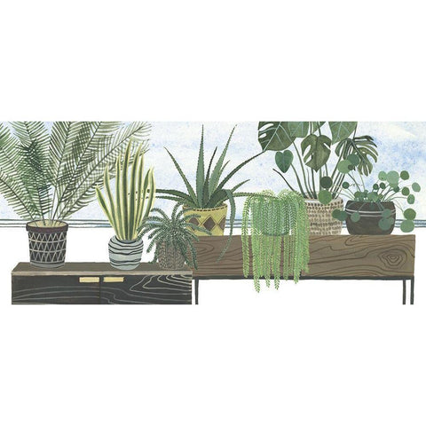 Mes Plantes Collection D Black Modern Wood Framed Art Print with Double Matting by Wang, Melissa