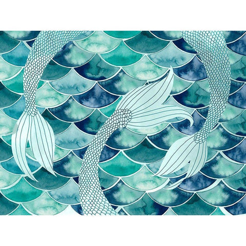 Mermaid Scales Collection A White Modern Wood Framed Art Print by Popp, Grace