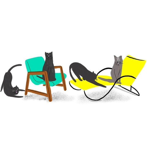 Mod Cats Collection D Gold Ornate Wood Framed Art Print with Double Matting by Blanckslate