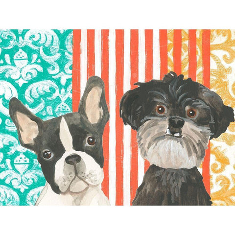 Parlor Pooch Collection A Black Modern Wood Framed Art Print with Double Matting by Vess, June Erica