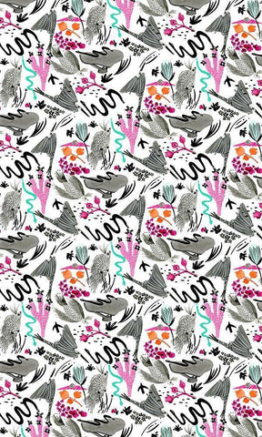 Roam Free Collection E White Modern Wood Framed Art Print with Double Matting by Blanckslate