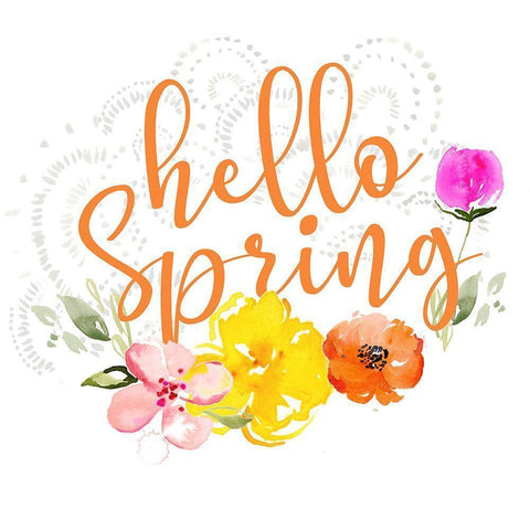 April Flowers And Bunny Collection C White Modern Wood Framed Art Print by Paxton Parker, Jennifer